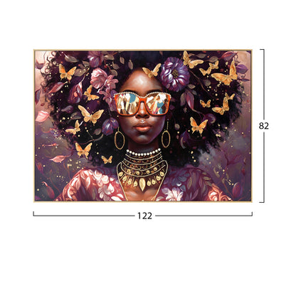 Wall Painting Marip Hm4569 Beige Ps Frame-printed Canvas Woman's Face With Glasses 82x4,5x82hcm.