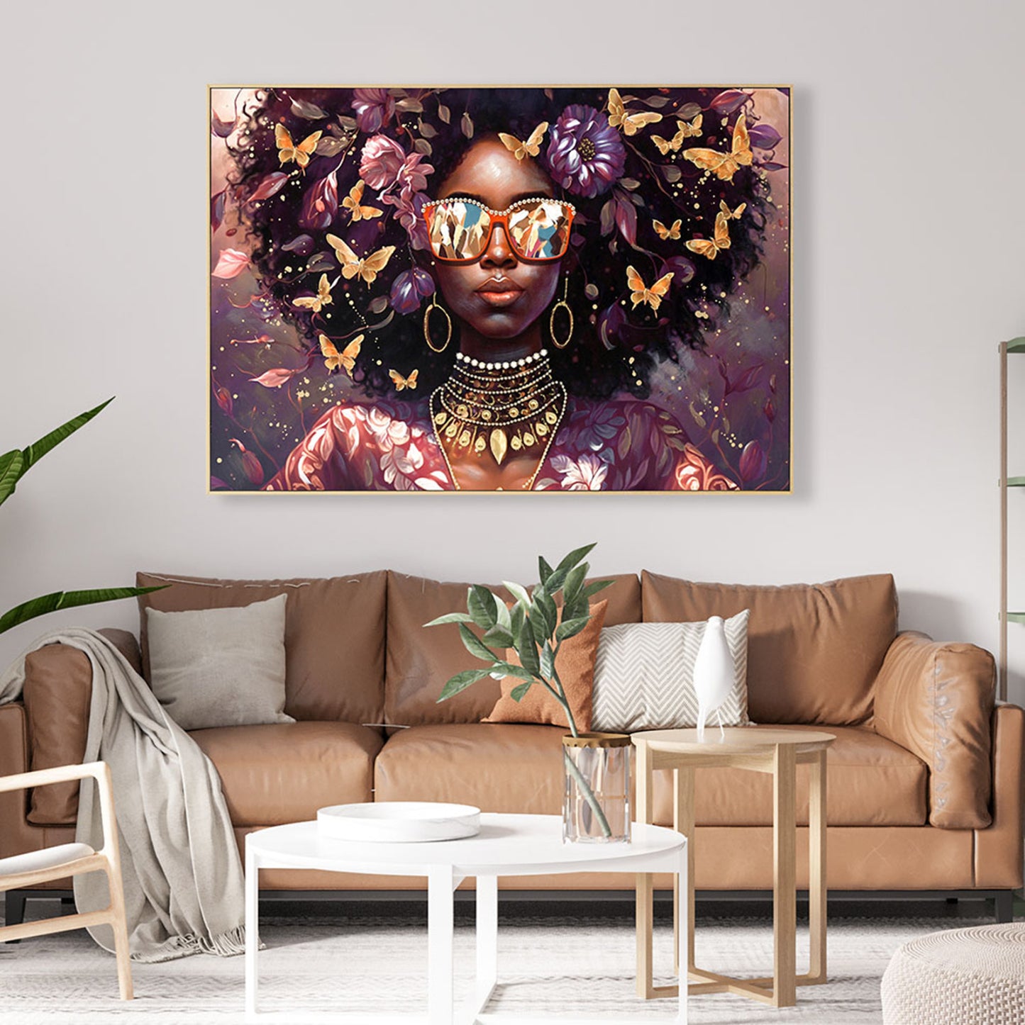 Wall Painting Marip Hm4569 Beige Ps Frame-printed Canvas Woman's Face With Glasses 82x4,5x82hcm.