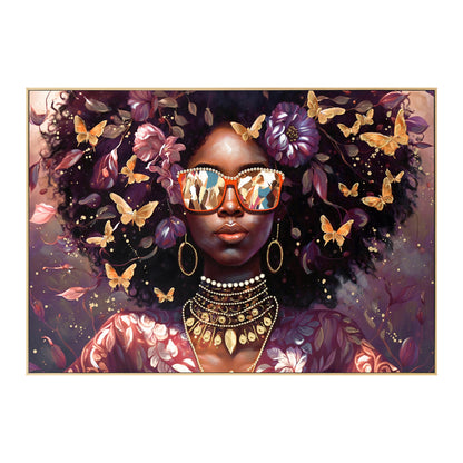 Wall Painting Marip Hm4569 Beige Ps Frame-printed Canvas Woman's Face With Glasses 82x4,5x82hcm.