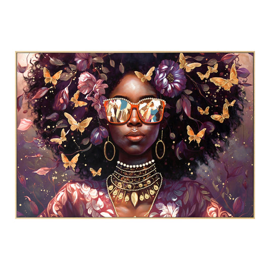 Wall Painting Marip Hm4569 Beige Ps Frame-printed Canvas Woman's Face With Glasses 82x4,5x82hcm.