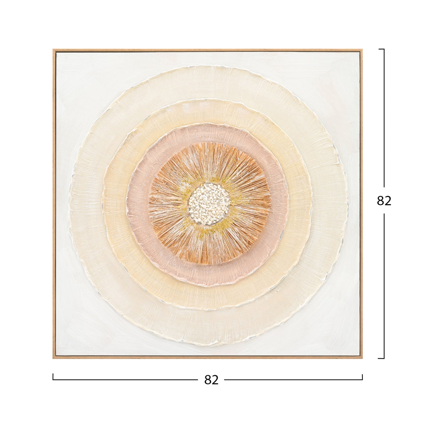 Wall Painting Hm4577 With Beige Ps Frame-canvas Circles 82x4,5x82hcm.