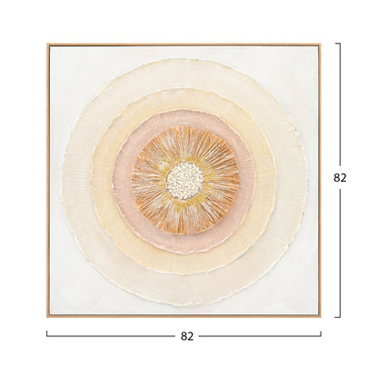 Wall Painting Hm4577 With Beige Ps Frame-canvas Circles 82x4,5x82hcm.