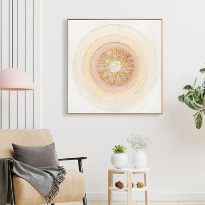 Wall Painting Hm4577 With Beige Ps Frame-canvas Circles 82x4,5x82hcm.