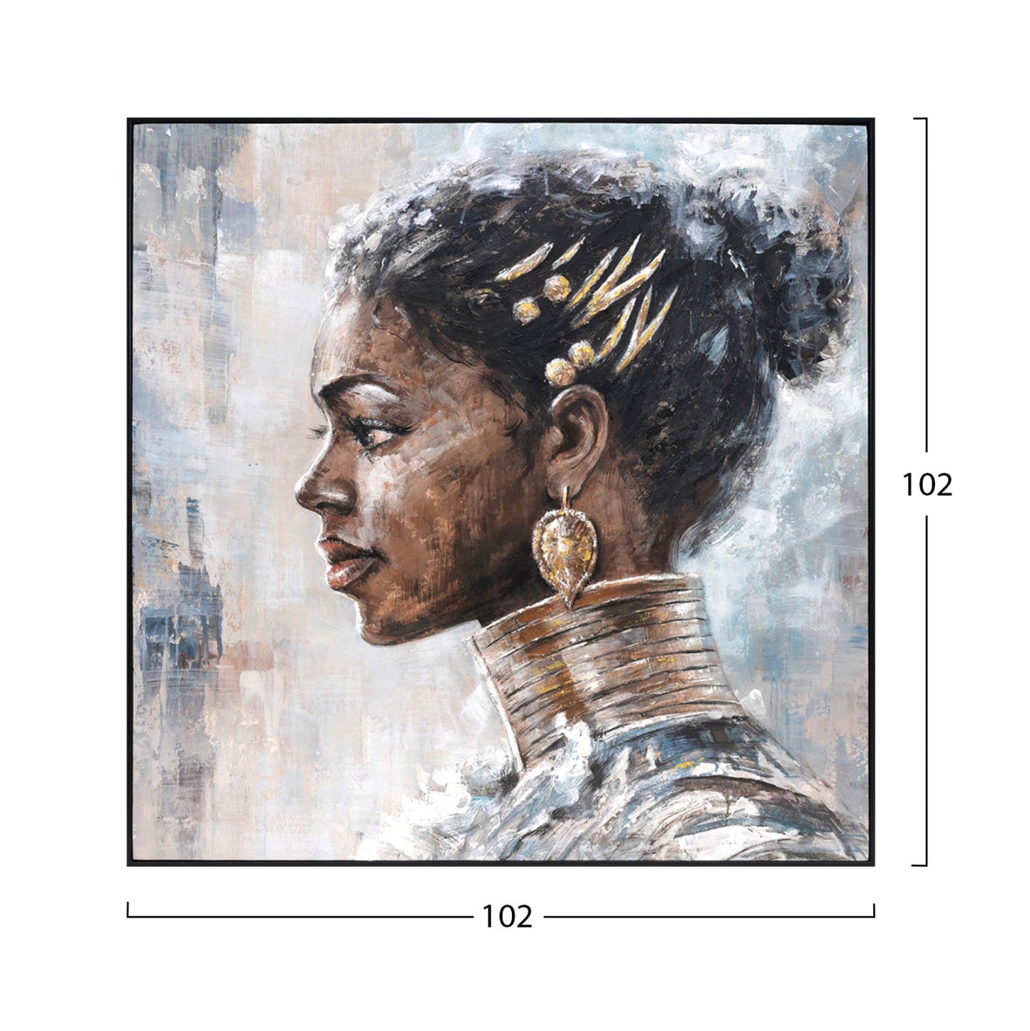 Wall Painting Black Frame Printed Canvas - 102x102cm