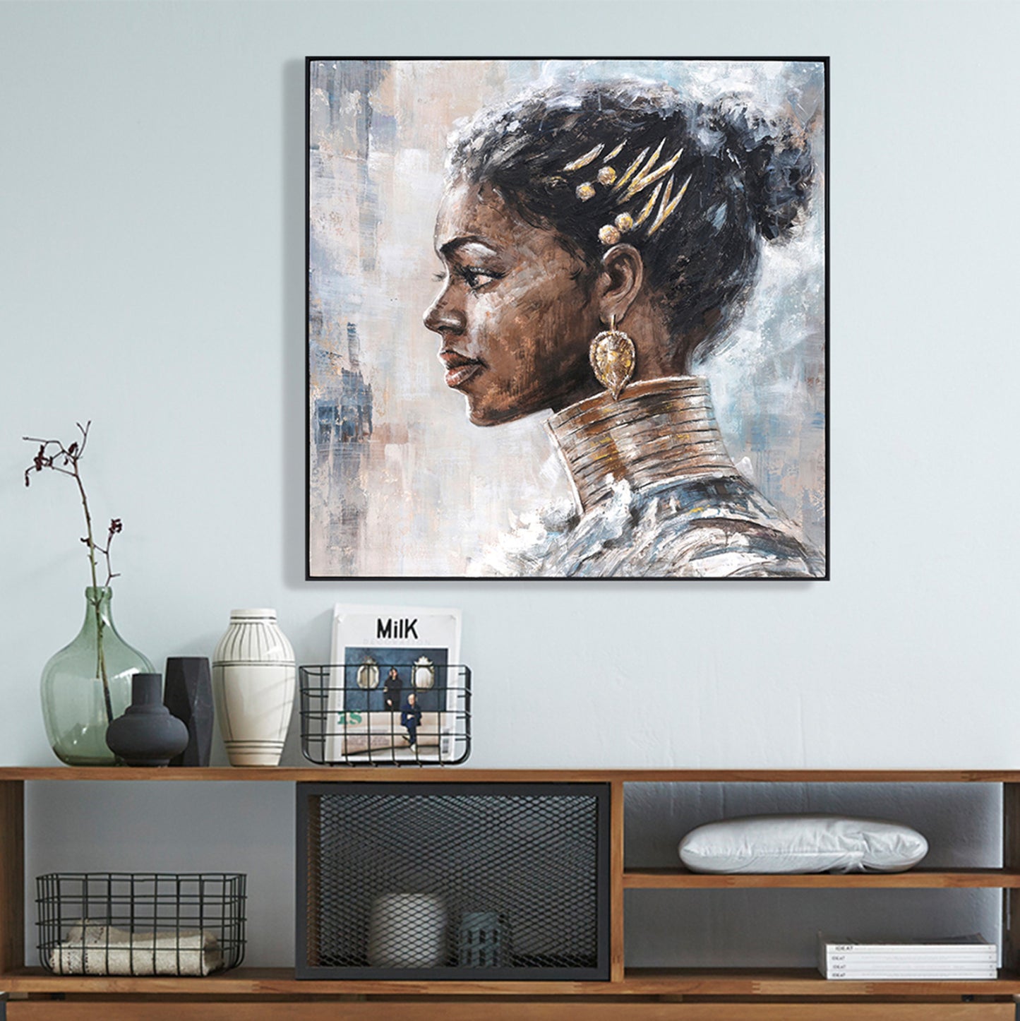 Wall Painting Black Frame Printed Canvas - 102x102cm