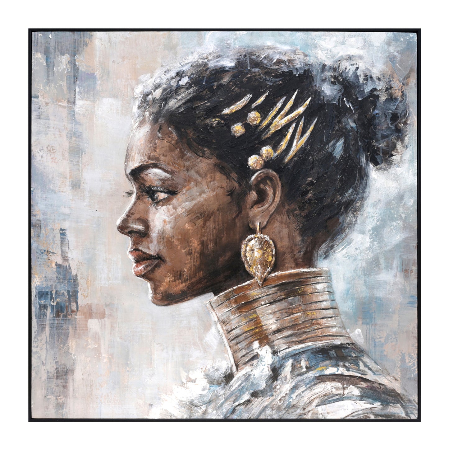 Wall Painting Black Frame Printed Canvas - 102x102cm