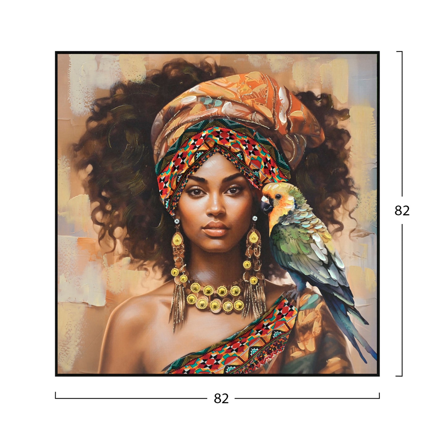 Wall Painting Square Onnanoko Hm4566 Black Ps Frame-printed Canvas Woman Figure 82x4,5x82hcm.