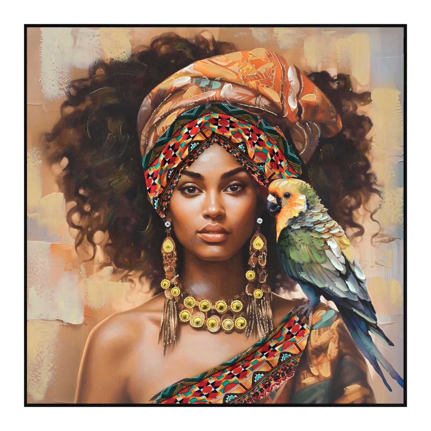 Wall Painting Square Onnanoko Hm4566 Black Ps Frame-printed Canvas Woman Figure 82x4,5x82hcm.