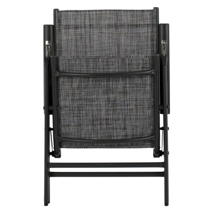 Folding Armchair 7seats Metallic Grey With Grey Textline Hm5700.01 55x70x103 Cm.