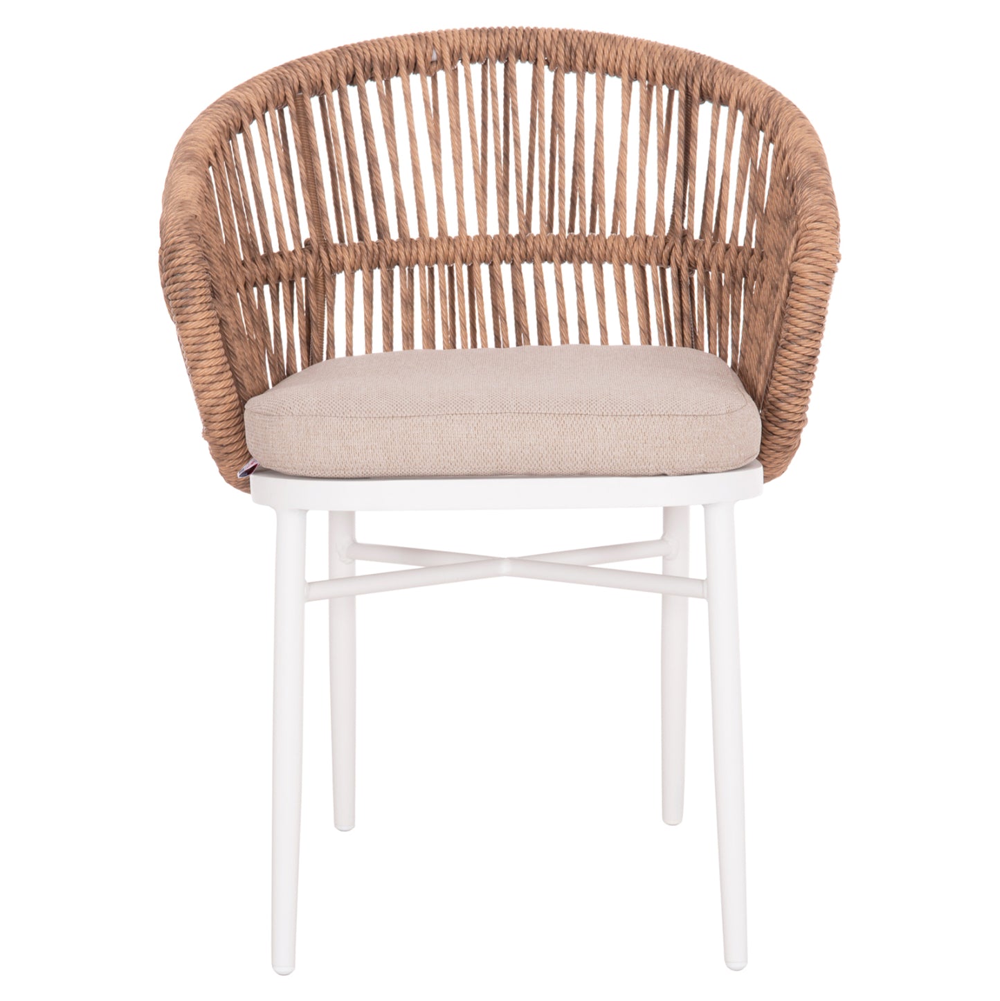 Aluminum Armchair Orin Hm6265.02 White-p.e. Rattan Natural-beige Cushion 58x61x75hcm.