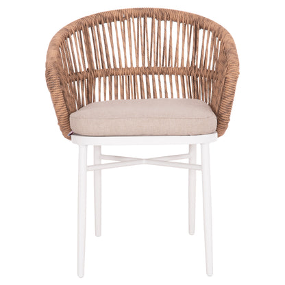 Aluminum Armchair Orin Hm6265.02 White-p.e. Rattan Natural-beige Cushion 58x61x75hcm.