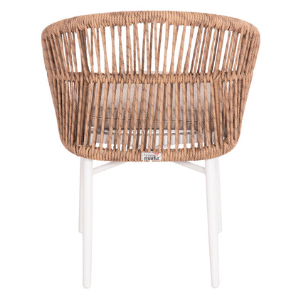 Aluminum Armchair Orin Hm6265.02 White-p.e. Rattan Natural-beige Cushion 58x61x75hcm.