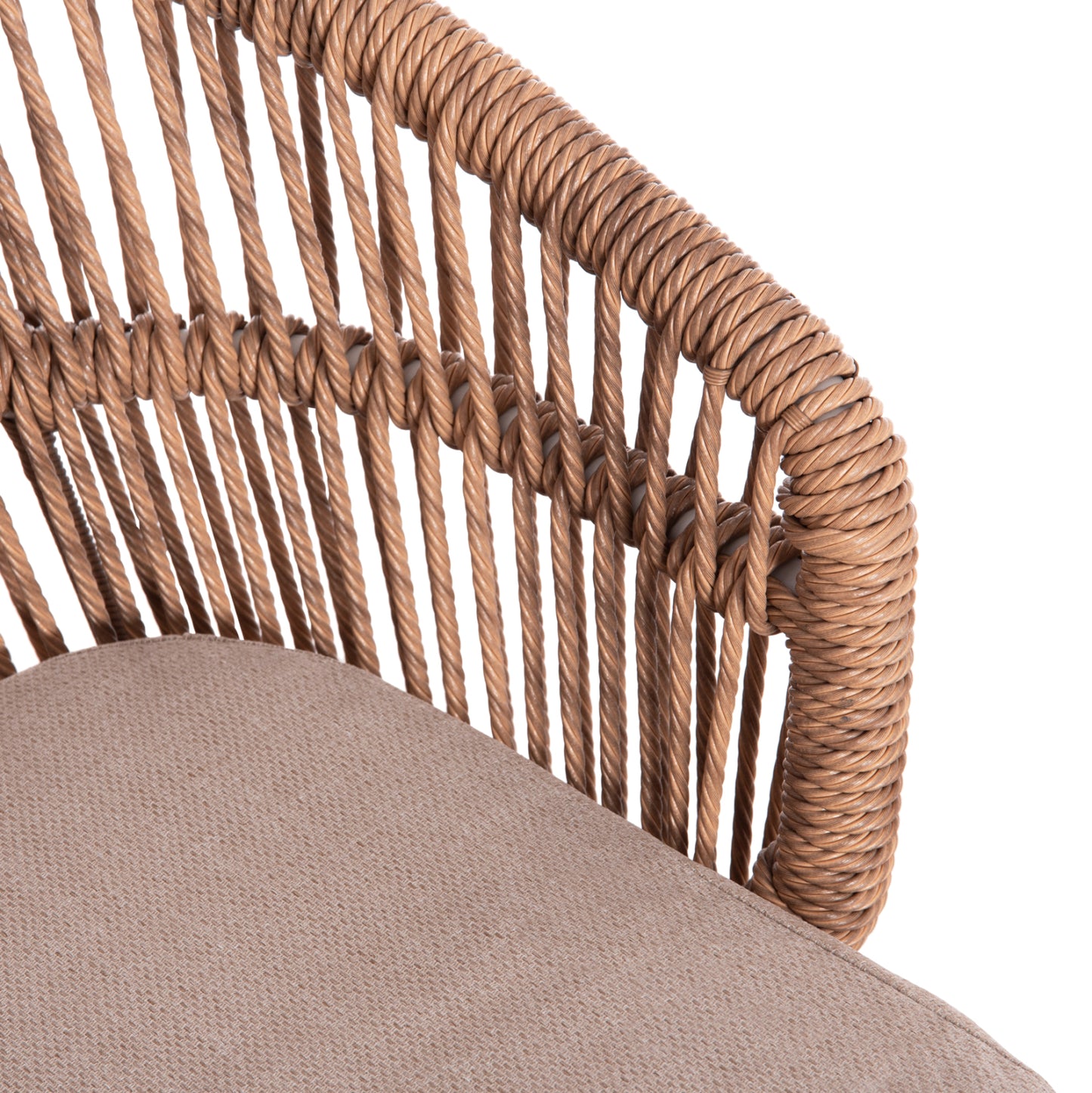 Aluminum Armchair Orin Hm6265.02 White-p.e. Rattan Natural-beige Cushion 58x61x75hcm.