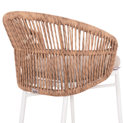 Aluminum Armchair Orin Hm6265.02 White-p.e. Rattan Natural-beige Cushion 58x61x75hcm.