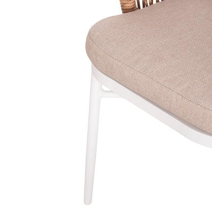 Aluminum Armchair Orin Hm6265.02 White-p.e. Rattan Natural-beige Cushion 58x61x75hcm.