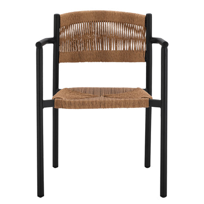 Charcoal Aluminum Armchair With Beige Pe Rope Hm5786.02 55,5x50x77,5 Cm.