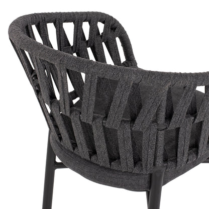 Armchair Aluminum Dark Grey With Rope Dark Grey  Hm5857.01 57x56x78Η Cm.