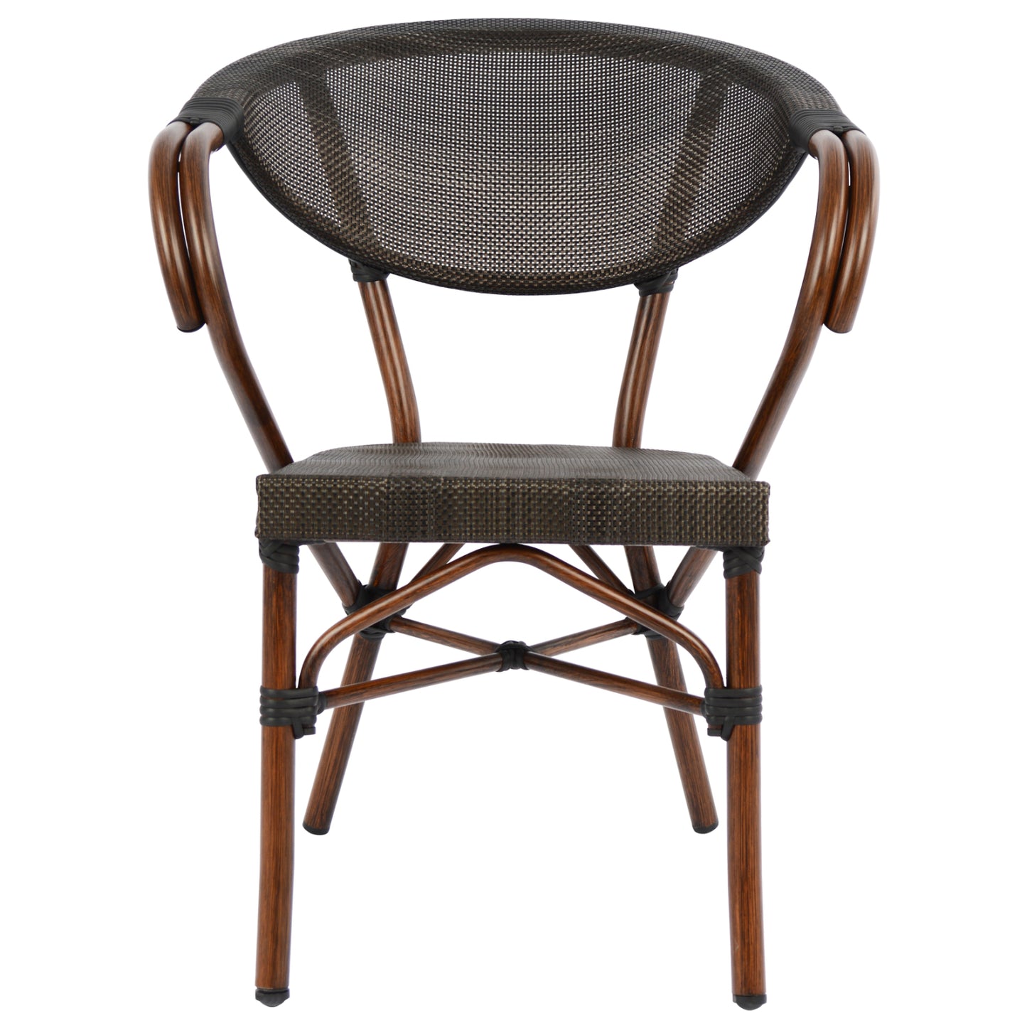 Armchair Aluminum Bamboo Look Brown With Textline Hm5025 60,5x59x81Η Cm