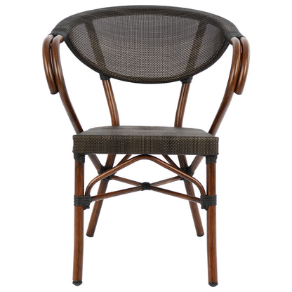 Armchair Aluminum Bamboo Look Brown With Textline Hm5025 60,5x59x81Η Cm