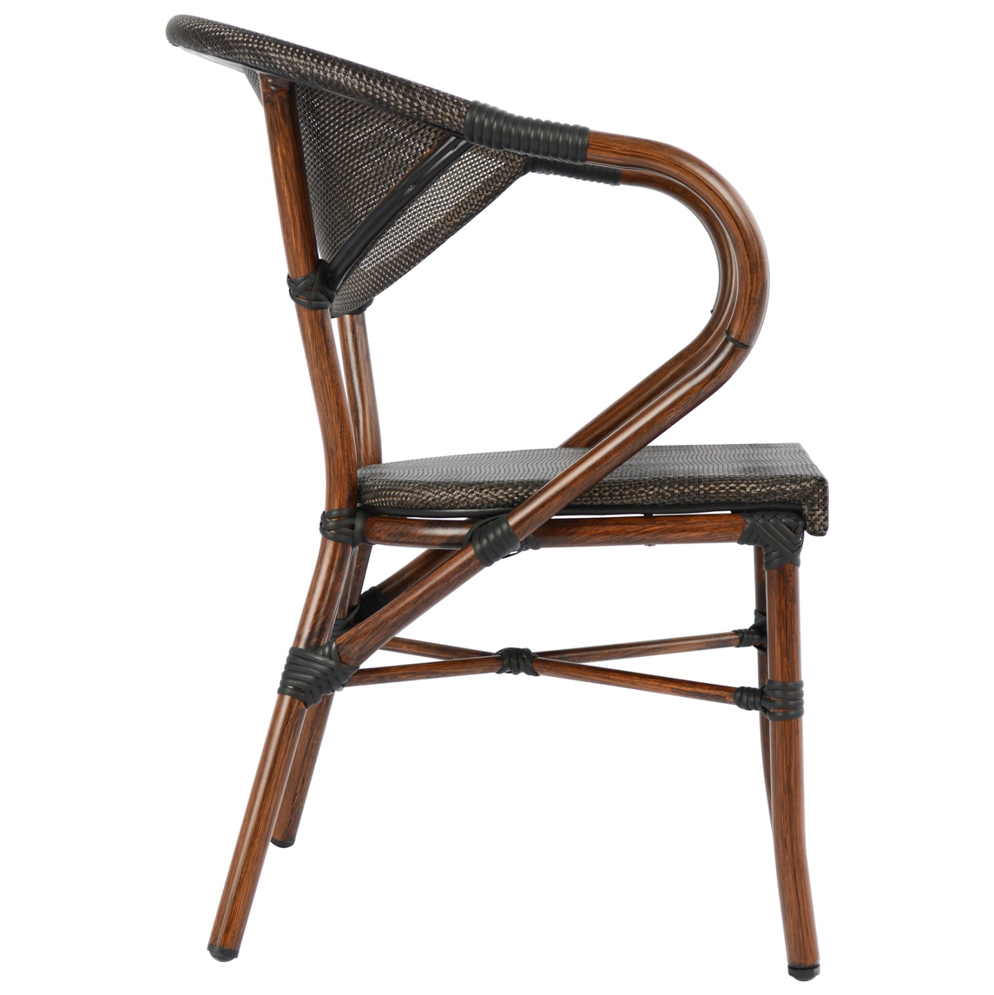 Armchair Aluminum Bamboo Look Brown With Textline Hm5025 60,5x59x81Η Cm