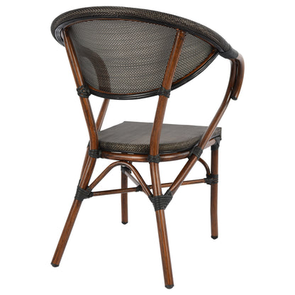 Armchair Aluminum Bamboo Look Brown With Textline Hm5025 60,5x59x81Η Cm