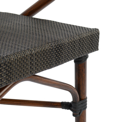 Armchair Aluminum Bamboo Look Brown With Textline Hm5025 60,5x59x81Η Cm