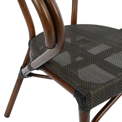 Armchair Aluminum Bamboo Look Brown With Textline Hm5025 60,5x59x81Η Cm