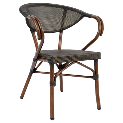 Armchair Aluminum Bamboo Look Brown With Textline Hm5025 60,5x59x81Η Cm