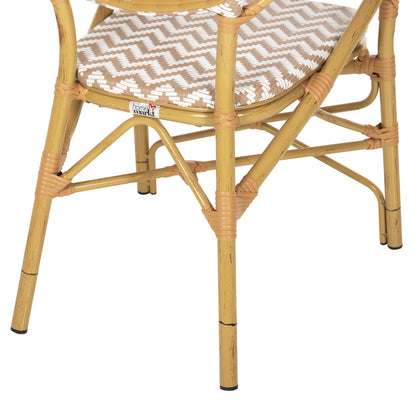 Armchair Aluminum Hm5928.03 Bamboo Look With Textline- Natural &white 55x58x95hcm.
