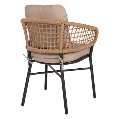 Armchair Aluminum Dark Grey Professional Rattan And Cushions Beige Hm5863.01 60x56x84 Cm.