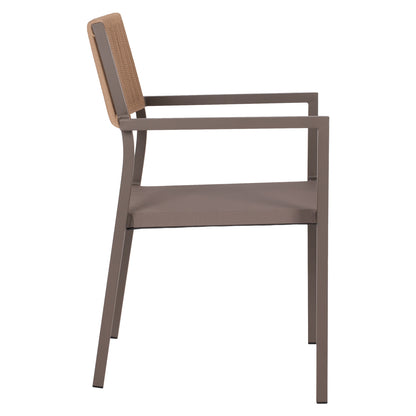 Armchair Aluminum Professional Champagne-colored With Pe Rattan Back Hm5893.03 55.5x58.5x83 Cm.