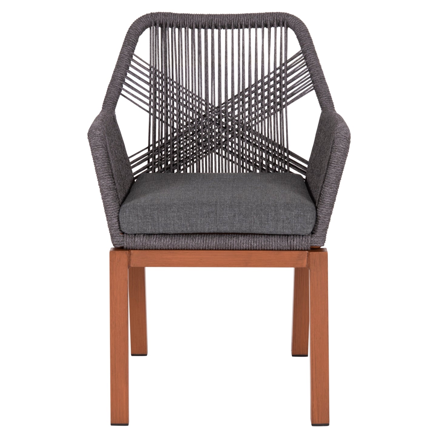 Dining Armchair Howard Hm5543.11 Brown Aluminum--rope & Cushion Grey 57.5x62x84hcm.