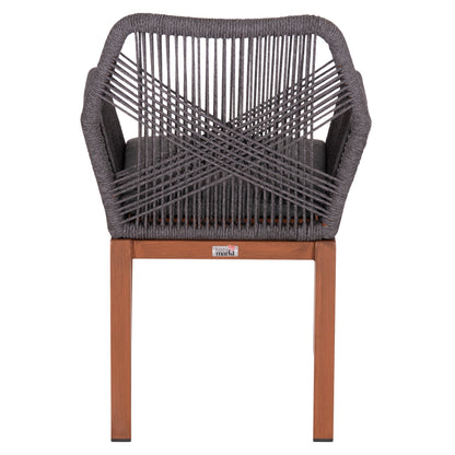 Dining Armchair Howard Hm5543.11 Brown Aluminum--rope & Cushion Grey 57.5x62x84hcm.