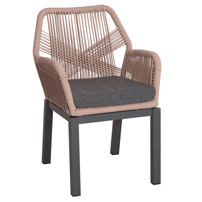 Aluminum Armchair Howard ΗΜ5543.12 Anthracite Color-beige P.e.rope & Dark Grey Cushion 56x62x83.5hcm.
