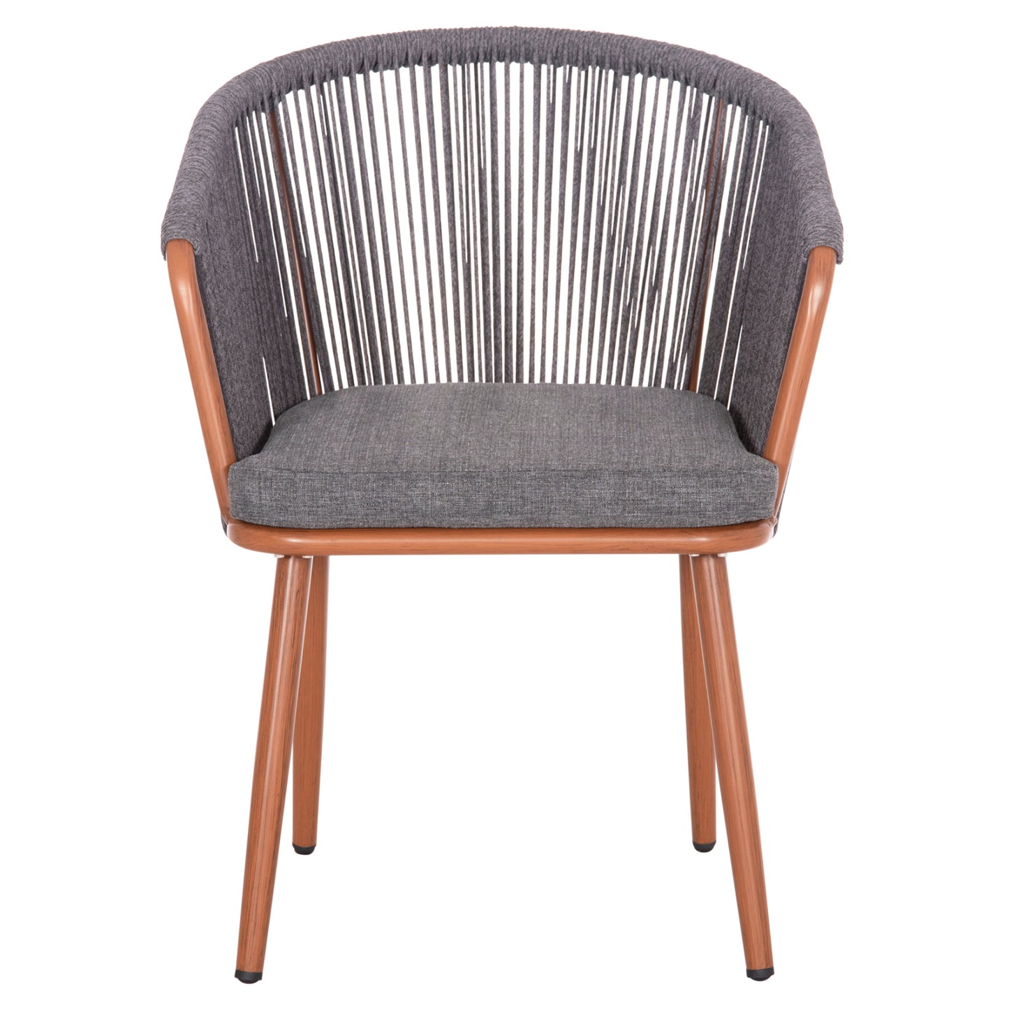 Dining Chair Harriet Hm5548.11 Aluminum Brown Frame-grey P.e.rope 60x62x80,5hcm.