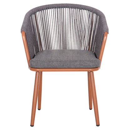 Dining Chair Harriet Hm5548.11 Aluminum Brown Frame-grey P.e.rope 60x62x80,5hcm.