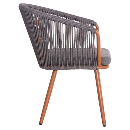 Dining Chair Harriet Hm5548.11 Aluminum Brown Frame-grey P.e.rope 60x62x80,5hcm.