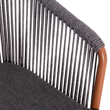 Dining Chair Harriet Hm5548.11 Aluminum Brown Frame-grey P.e.rope 60x62x80,5hcm.