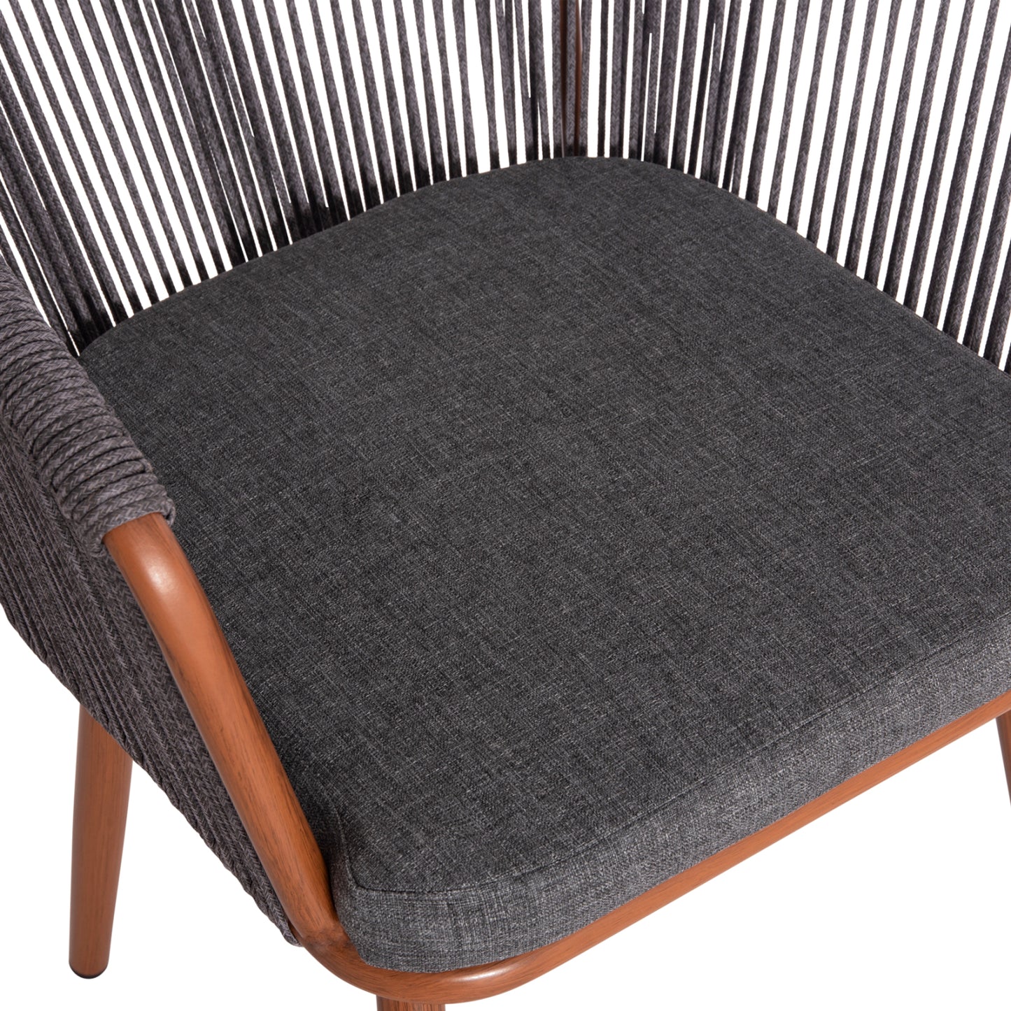 Dining Chair Harriet Hm5548.11 Aluminum Brown Frame-grey P.e.rope 60x62x80,5hcm.