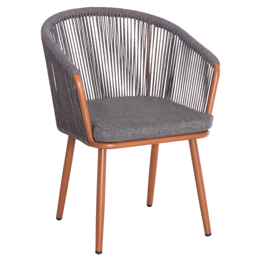 Dining Chair Harriet Hm5548.11 Aluminum Brown Frame-grey P.e.rope 60x62x80,5hcm.