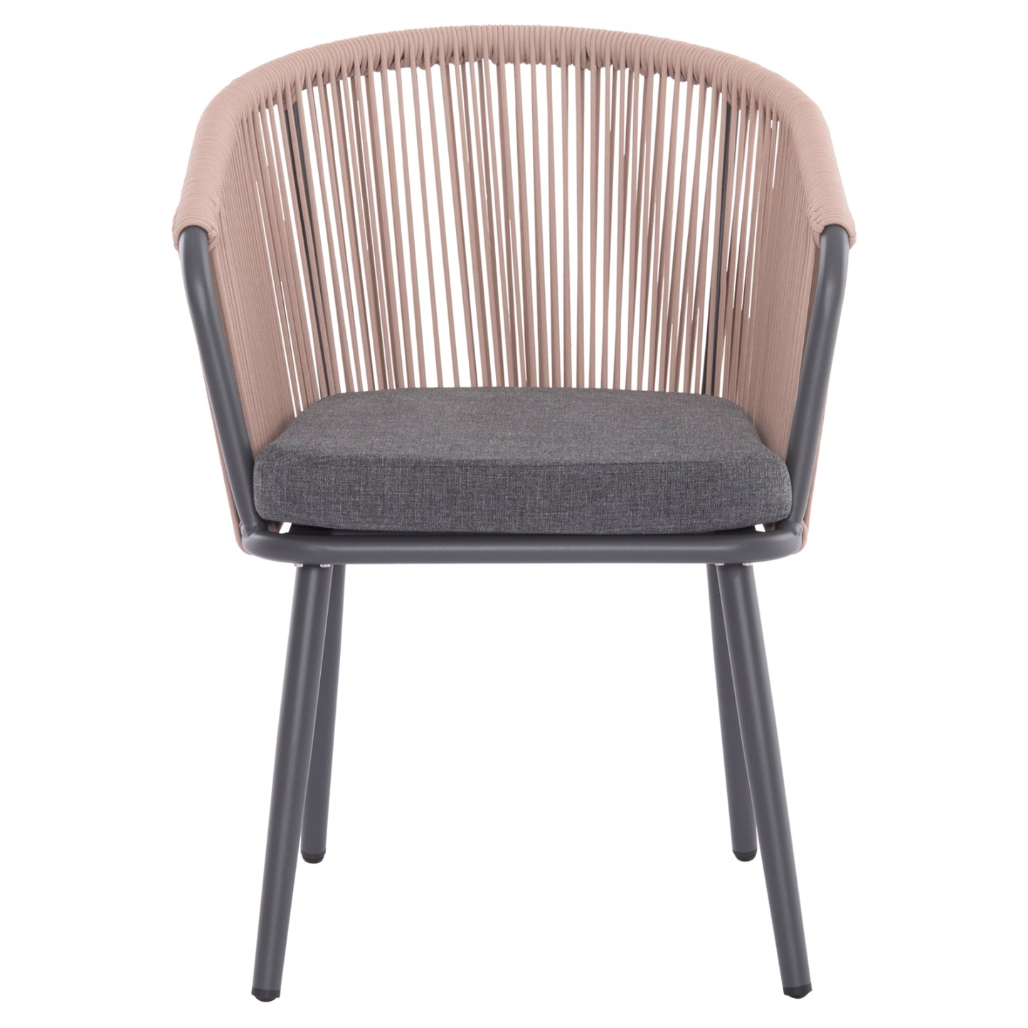 Dining Chair Harriet Hm5548.12 Aluminum Anthracite Frame-beige P.e.rope 60x62x80,5hcm.