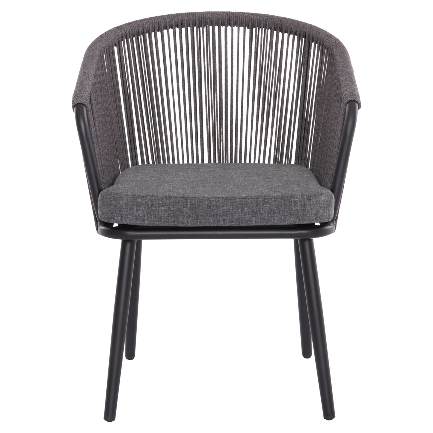 Dining Chair Harriet Hm5548.13 Aluminum Black Frame-anthracite P.e.rope & Cushion 60x62x80,5hcm.