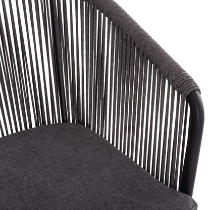 Dining Chair Harriet Hm5548.13 Aluminum Black Frame-anthracite P.e.rope & Cushion 60x62x80,5hcm.
