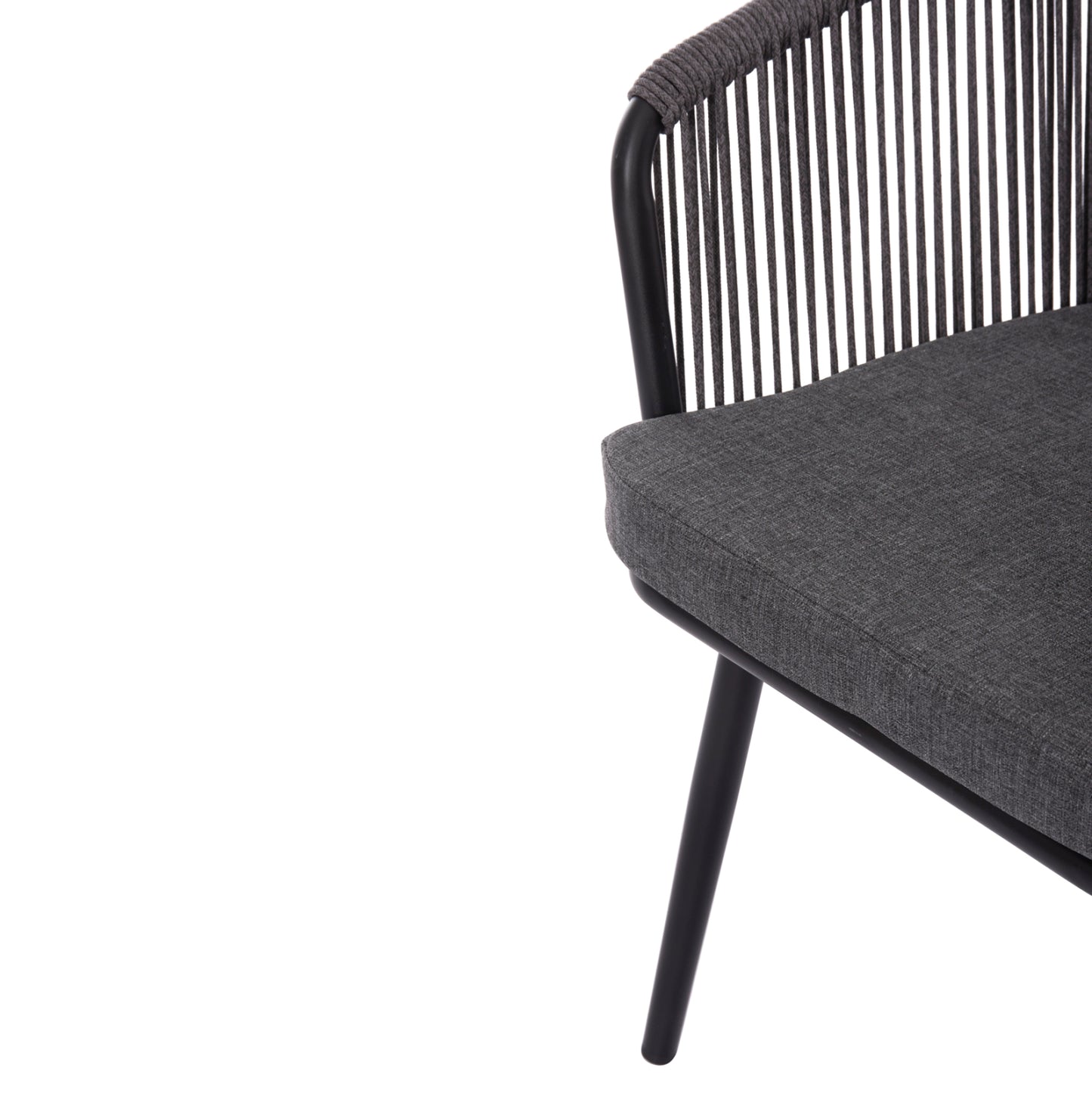 Dining Chair Harriet Hm5548.13 Aluminum Black Frame-anthracite P.e.rope & Cushion 60x62x80,5hcm.