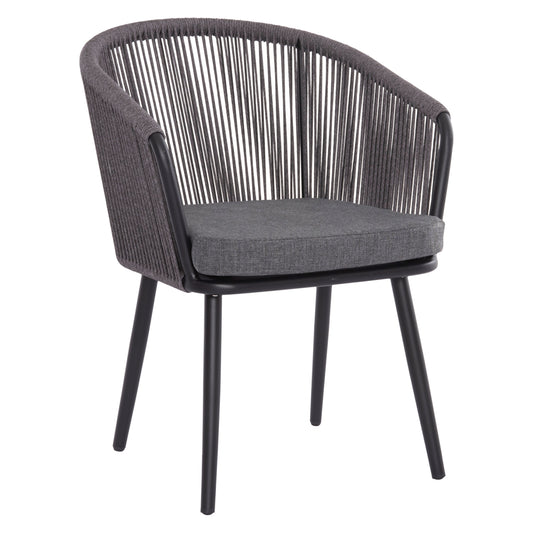 Dining Chair Harriet Hm5548.13 Aluminum Black Frame-anthracite P.e.rope & Cushion 60x62x80,5hcm.