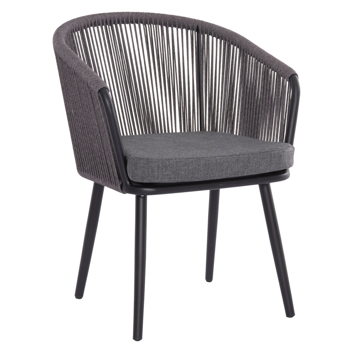 Dining Chair Harriet Hm5548.13 Aluminum Black Frame-anthracite P.e.rope & Cushion 60x62x80,5hcm.