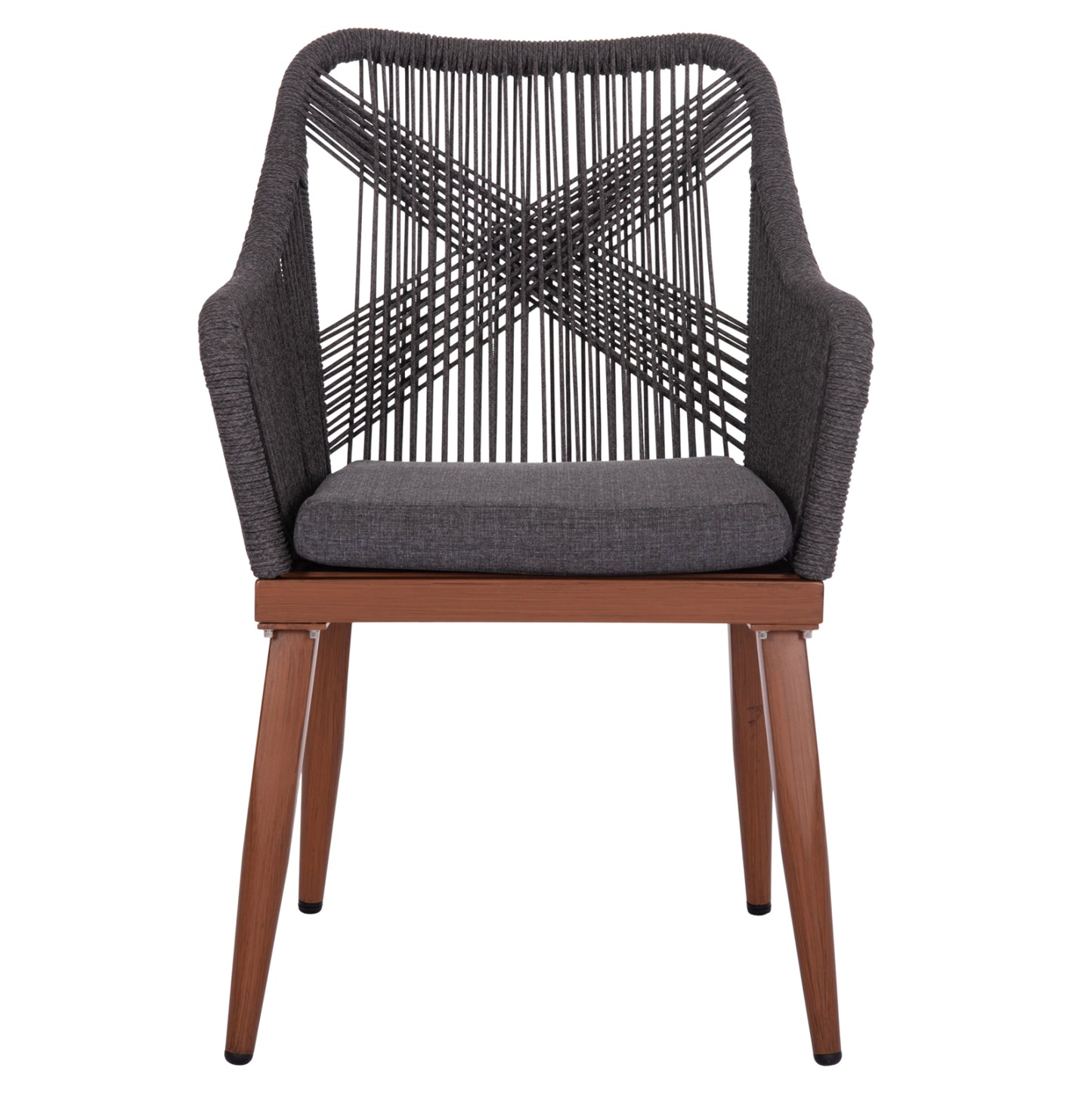 Aluminum Armchair Myrtia Hm5549.11 Grey Rope - Walnut Colored Legs 60x64x88hcm