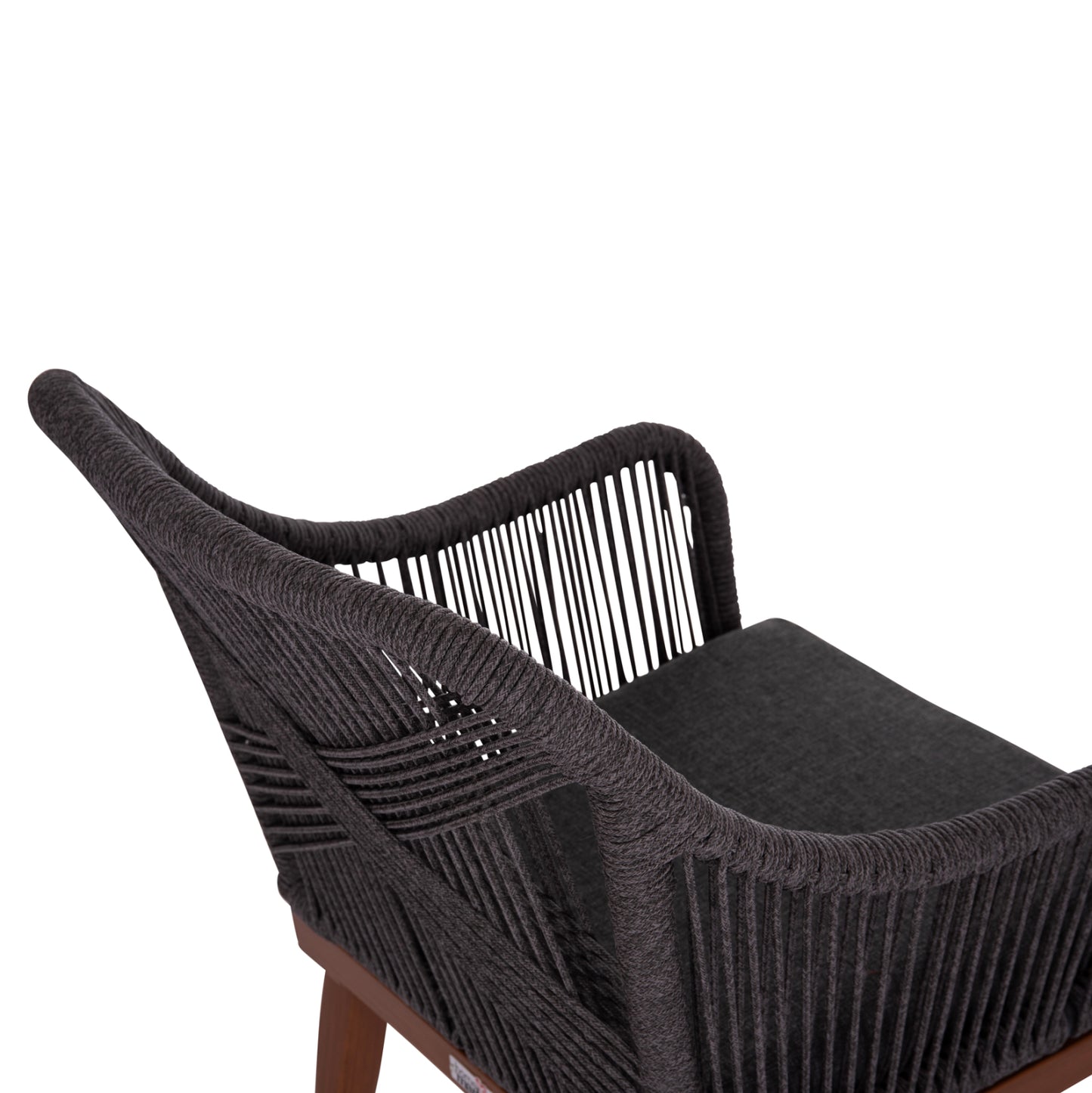 Aluminum Armchair Myrtia Hm5549.11 Grey Rope - Walnut Colored Legs 60x64x88hcm