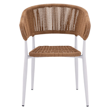 Armchair Aluminum Eulo Hm5783.12 White-synthetic Rattan Beige 55,5x63,5x78hcm.