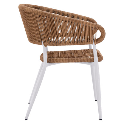 Armchair Aluminum Eulo Hm5783.12 White-synthetic Rattan Beige 55,5x63,5x78hcm.